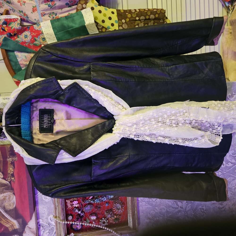 Black Leather Jacket with Classic Tailored Design